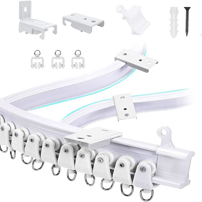 5 Meter Lange Gebogene Schiene, Pvc-schienenset, Geräuschlose Gleitschiene, Flexible U-förmige Gebogene Vorhangschiene Aus Kunststoff Und Stahl