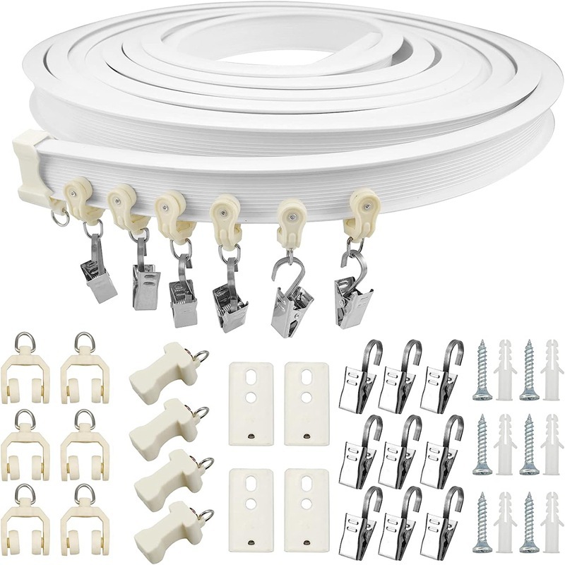 5 Meter Lange Gebogene Schiene, Stahlklemmensatz, Geräuscharme Gleitschiene Aus Pvc-kunststoff Und Stahl, Flexible U-förmige Bogenführungsschiene Aus Kunststoff Und Stahl