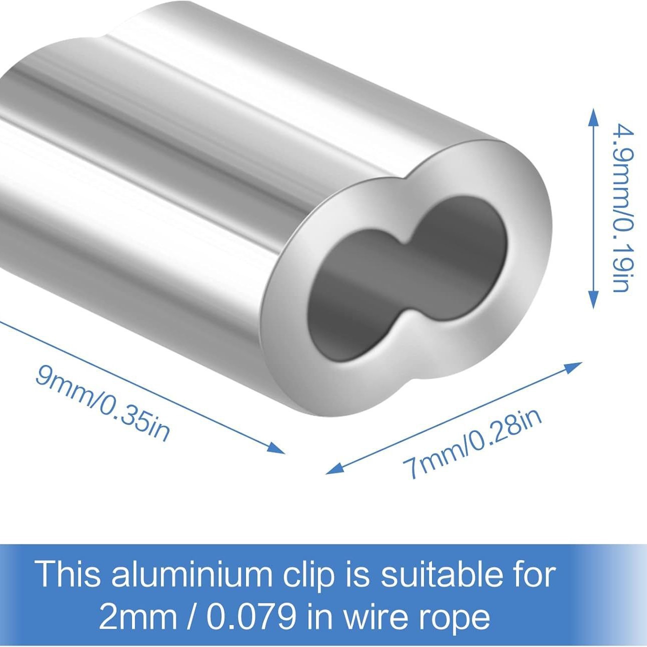 50 Stück Doppelte Aluminiumhülsen, 3 Mm Stahlkabelhülsen Und Aluminium-crimpring-hülsenklemmen Mit Doppelten Endkappen.