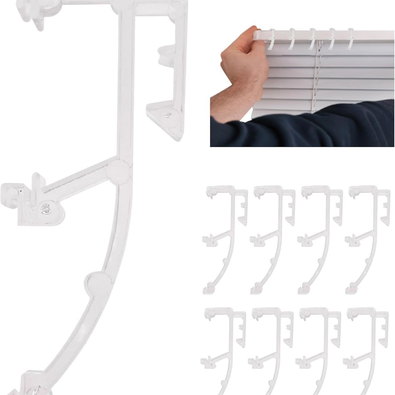 5er-packung Transparenter, Unsichtbarer Doppelclip-spanner (2 Zoll), Speziell Für Jalousien In Holzoptik Entwickelt.