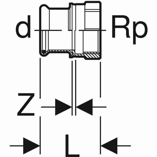 Geberit Mapress Kupfer Übergang mit Innengewinde, DN 10, dø 12 mm, 61845