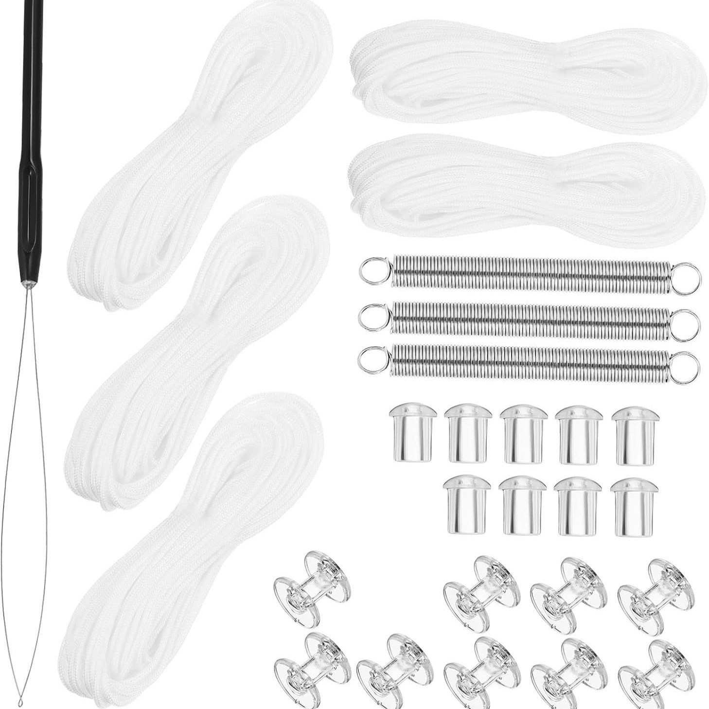 Diy-wabenjalousie-federzubehör (6 Meter): Zugschnur, Doppelrad, Endkappen-ersatzteile, Plissee-vorhangteile