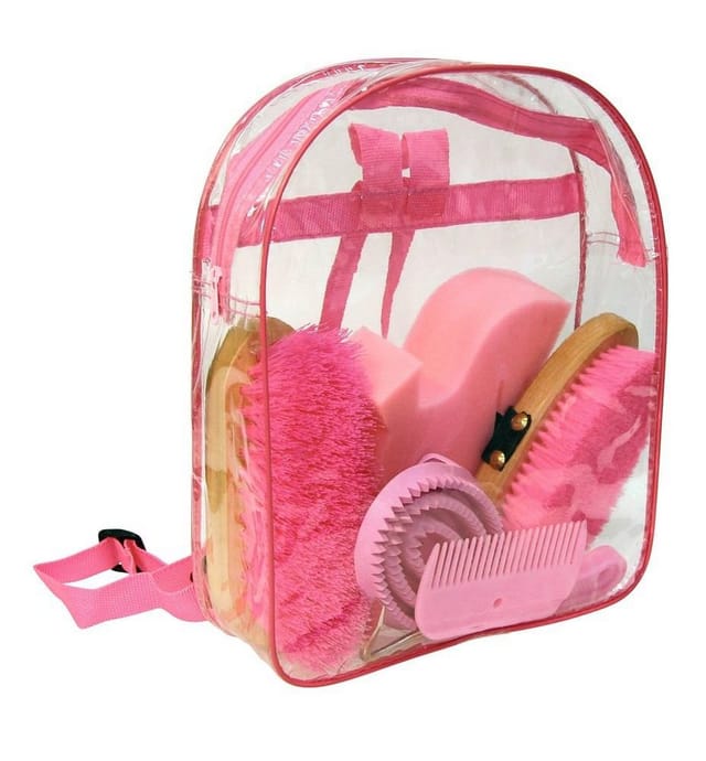 Putz Rucksack pink Putzset Pflegeset Pferde Putzzeug Bürsten Striegel - Kerbl