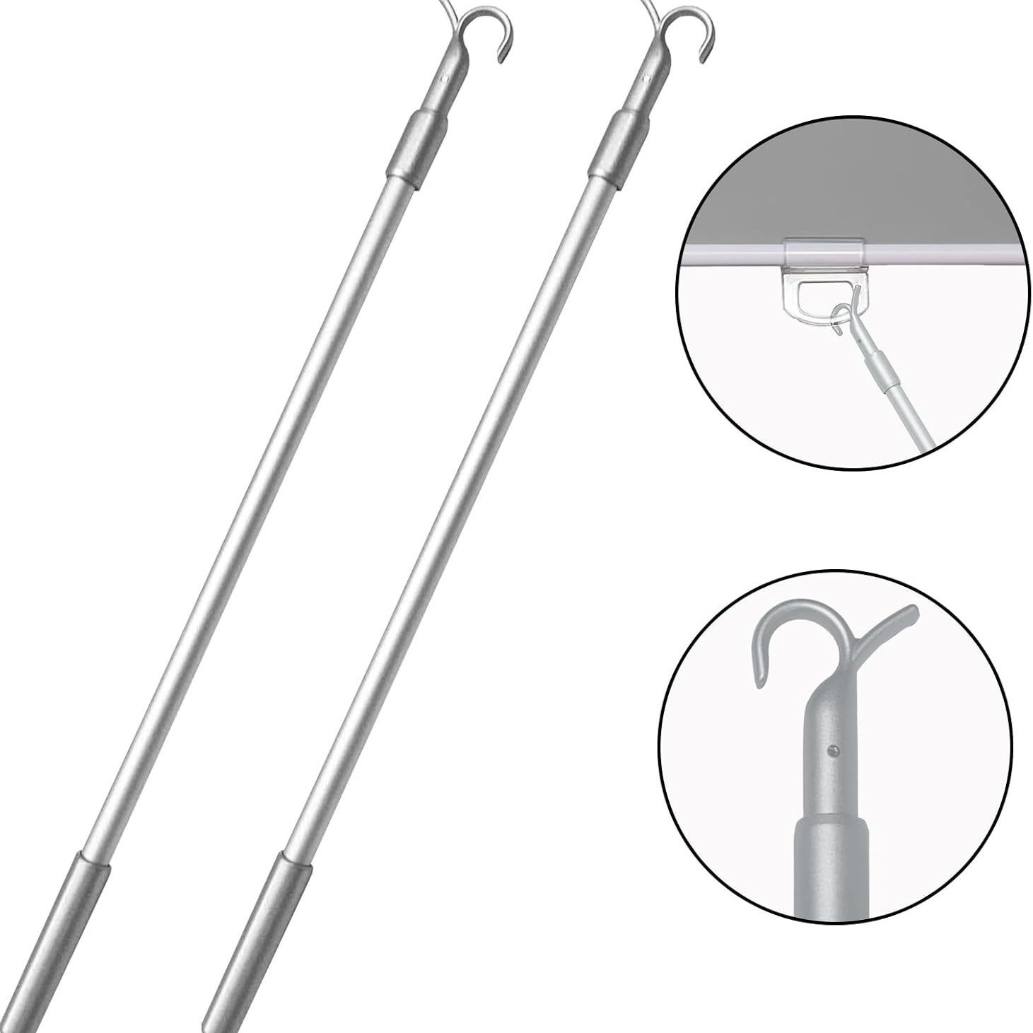 Kabelloses, Einziehbares 2-teiliges Rollo-set, 18-32 Zoll Verstellbar, Mit Haken, Push-pull-funktion, Einfach Zu Bedienen Für Hohe Fenster.