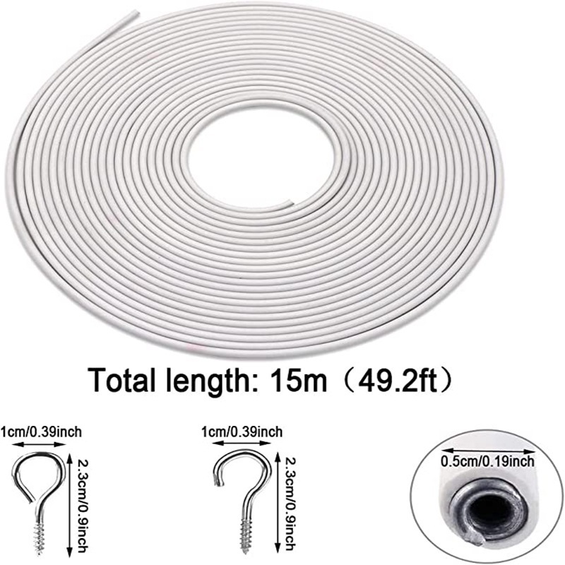 Pvc-beschichtetes Federseil, 15 Meter, Ösen, 25 Haken In Fragezeichenform, 25-teiliges Set Für Heimgardinen