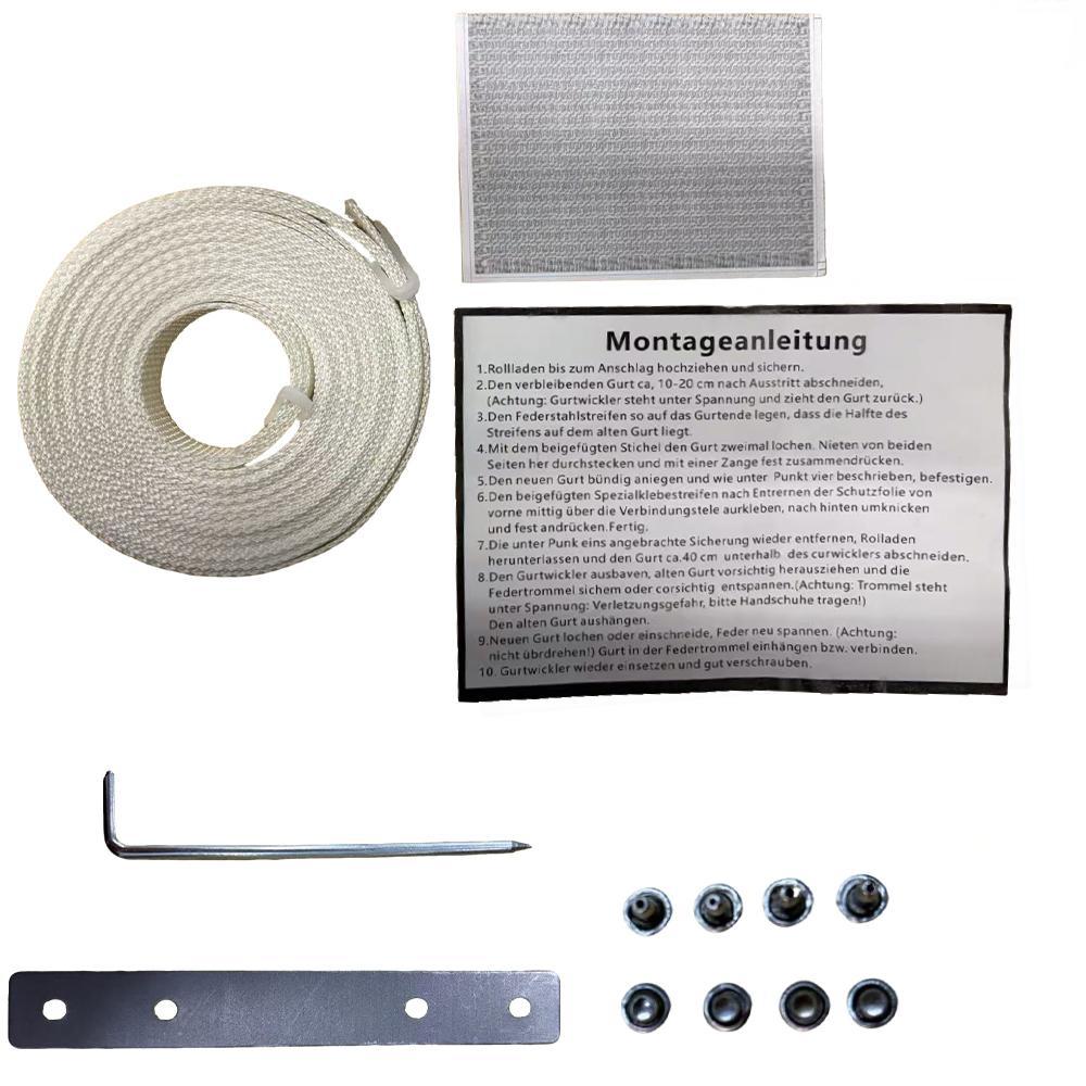 Reparaturset Für Rollladenkästen Zum Selbermachen (5 M Weißes Gurtband + 7 Geformte Nägel, Nieten Und Metallbleche Enthalten) – Schnelle Reparatur
