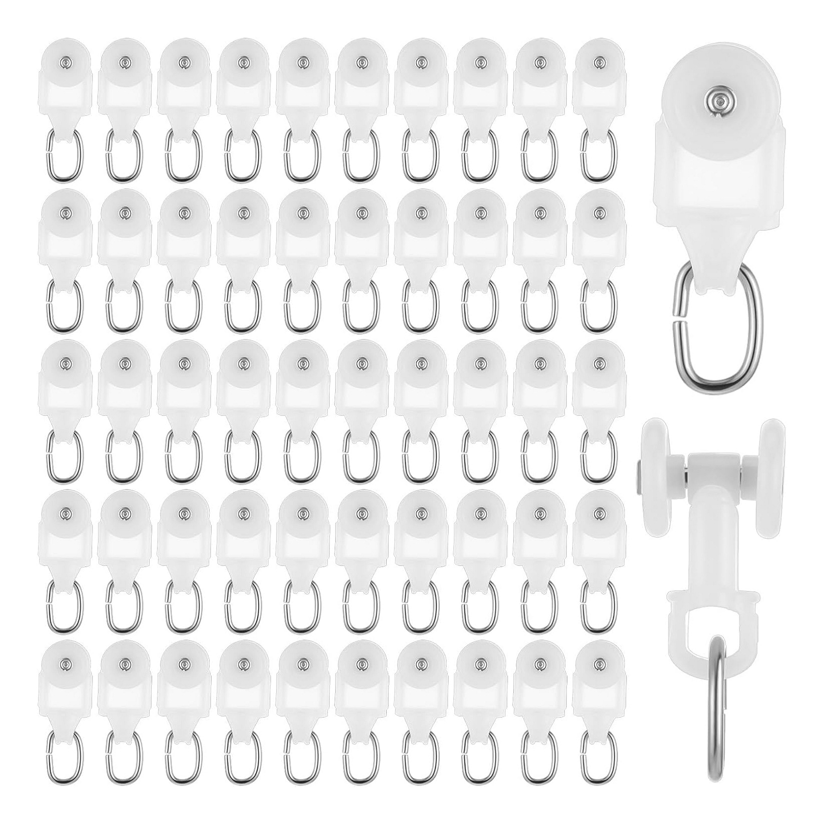 Set Mit 20 Geräuschlosen Vorhang-/duschvorhangschienenrollen (12 Mm Durchmesser).