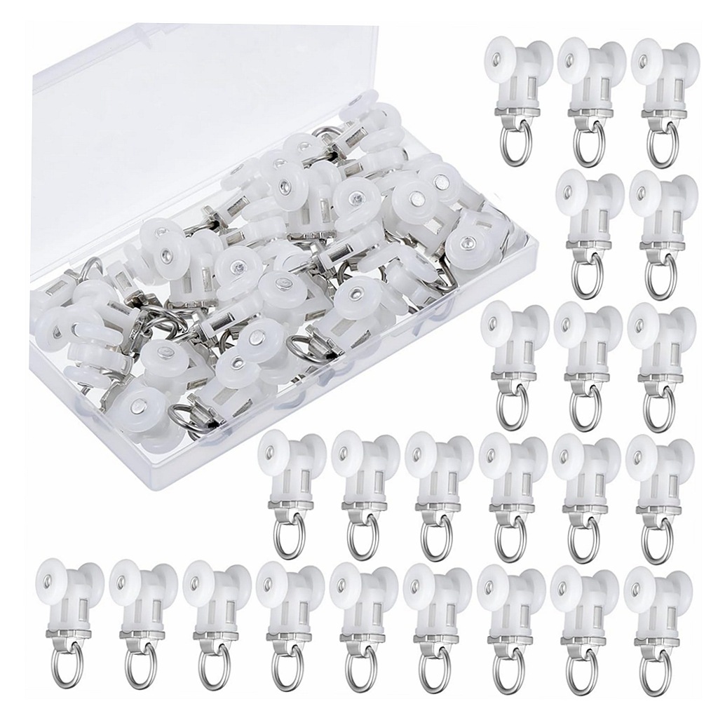 Set Mit 30 Geräuschlosen Vorhang-/duschvorhangschienenrollen (14 Mm Durchmesser).