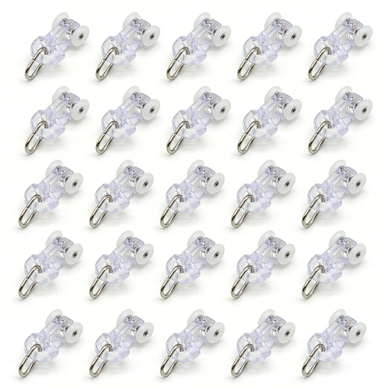 Transparente 10-mm-rollenvorhangschiene, Gebogen Und Gerade, Leise Und Zuverlässige Rollenschiene, Ausstiegsrollen (20 Stück)