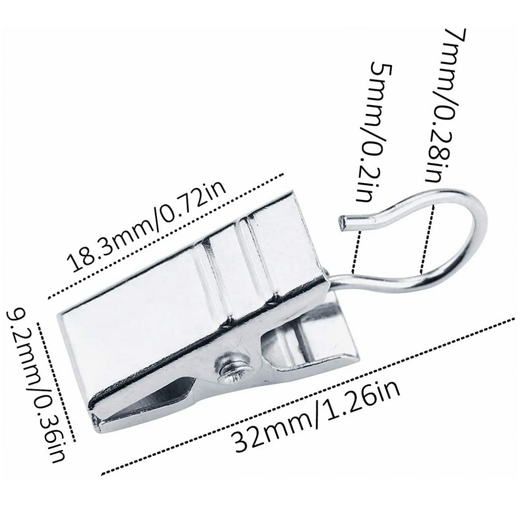 Vorhangclips, Haken, Lackierte Metallclips, Schnallen, Duschvorhangclips, Robuste, Verstärkte Clips, Langlebiger Edelstahl (20 Stück)