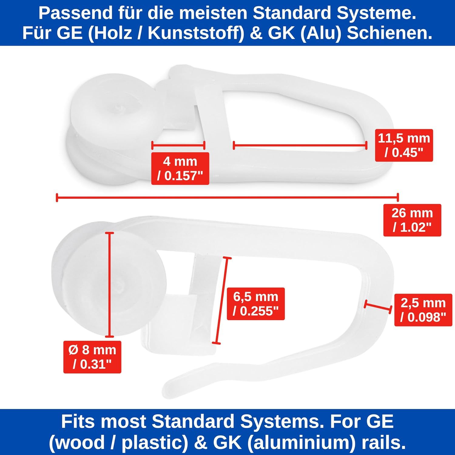 Vorhangrollenset Mit Ersatzteilen, 128-teilig, Ab Lager Verfügbar. Geräuscharme Laufschiene.