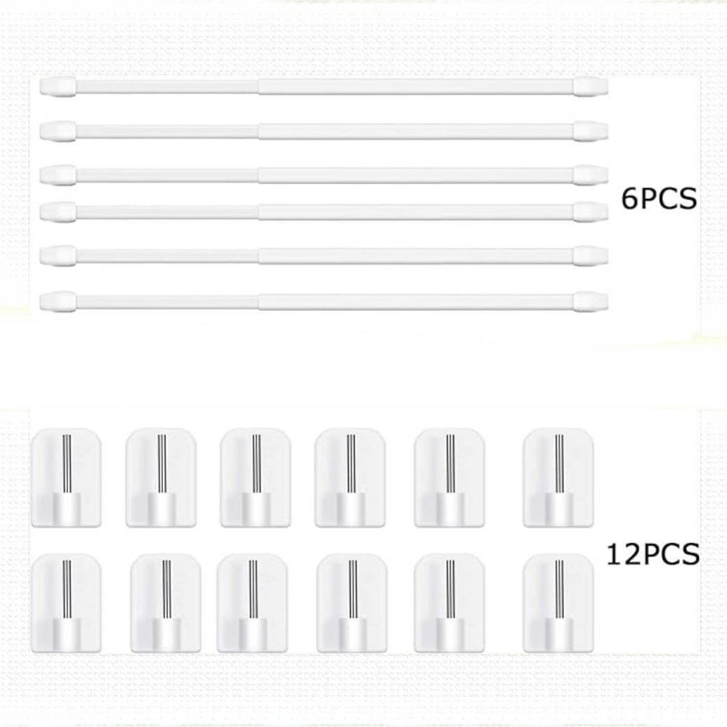 Vorhangschrank Und Duschstange, 6-teiliges Set Mit 12 Haken, Verstellbar Von 30 Bis 50 Cm, Kein Bohren Erforderlich.