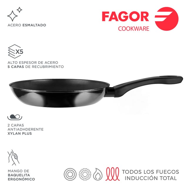 Indutherm Bratpfanne ø28cm schwarz Stahl aisi 430 Fagor