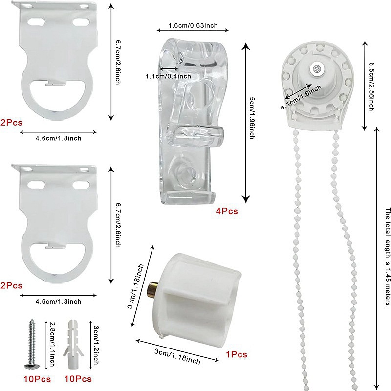 Vorhangzubehörset, Zubehör Für Manuelle Rollos, Perlenzugkopf, Rollo-verzögerungskopf, 38-mm-kopf, Geräuscharmes Design.