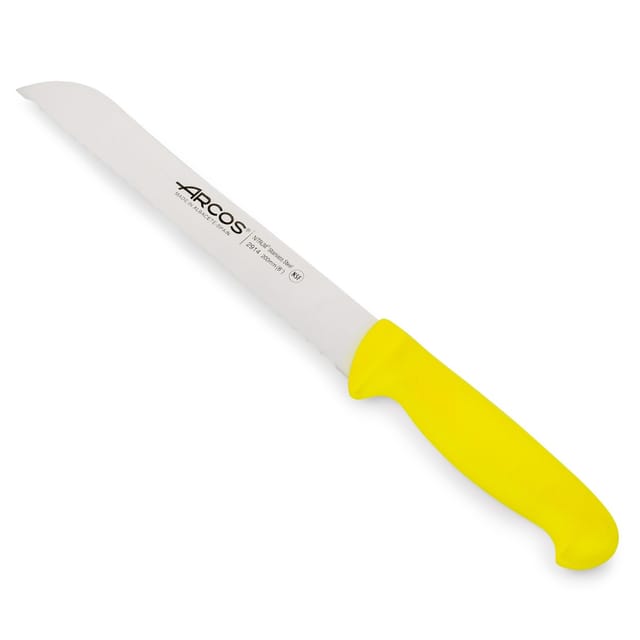 Brotmesser (perlmuttartig) Arcos Farbe - Prof 291400 in Edelstahl Nitrum und mango ergonomisches Polypropylen gelb und 20 cm Klinge, Vitrine