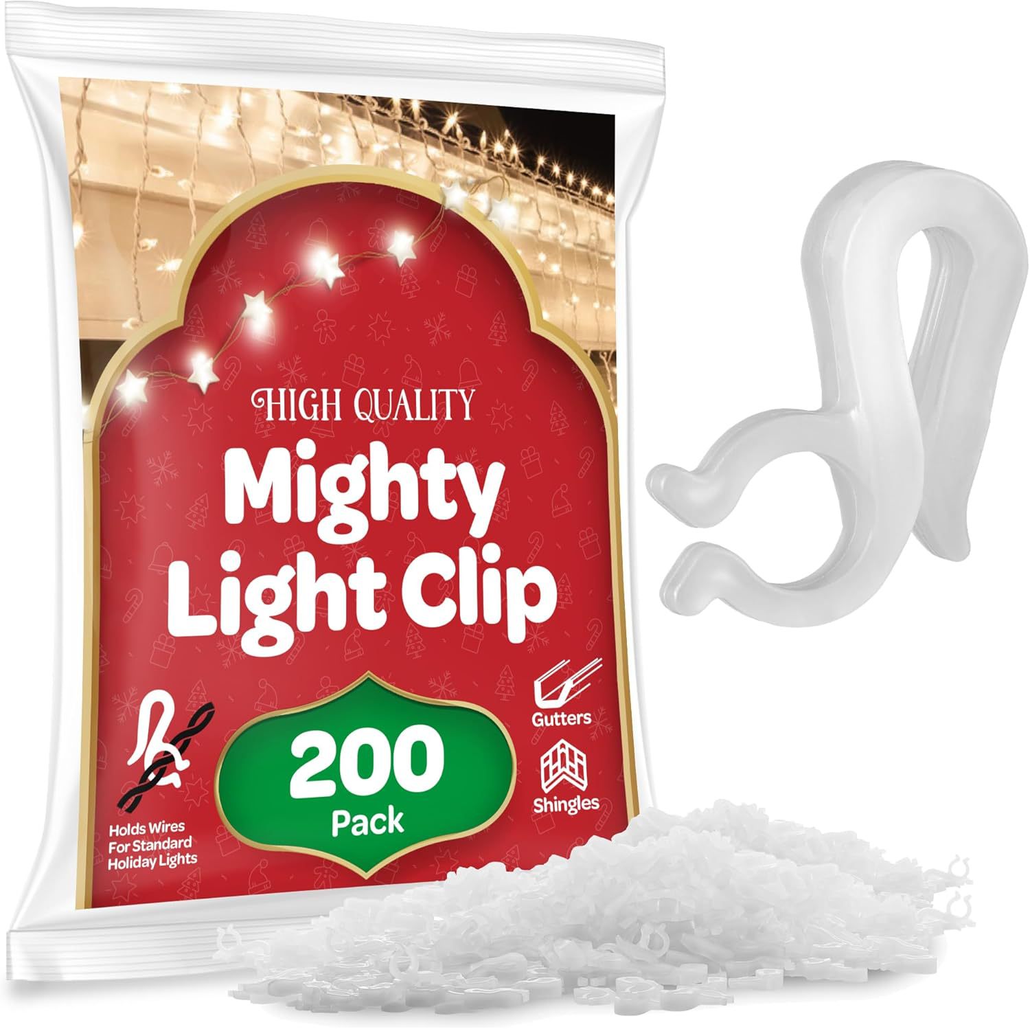 Weihnachtslichterclips Aus Kunststoff, 200 Stück, Einzelhandel, Dekorative Lichterhaken, Weihnachtszubehör, Kleine Lichterhaken.