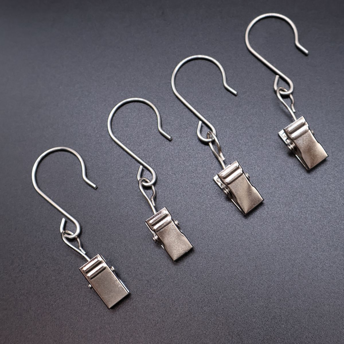 Edelstahlhaken + Silberne Vorhangclips, Verstärkter Duschvorhang, Vorhangbefestigungen, Set Aus Römischen Ringhaken Und Clips, Auf Lager (15 Stück)