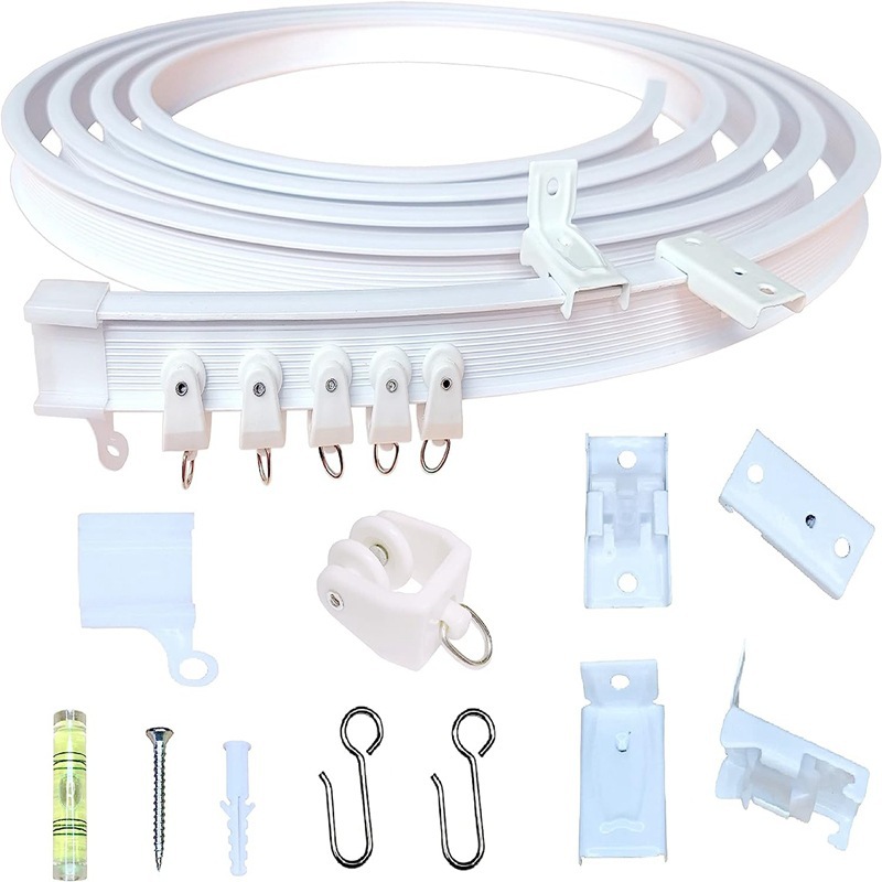 5-meter-gardinenschienen-set Mit Haken: Pvc-schiene, Geräuschlose Gleitschiene, Flexible, U-förmige Gebogene Kunststoff-stahl-schiene