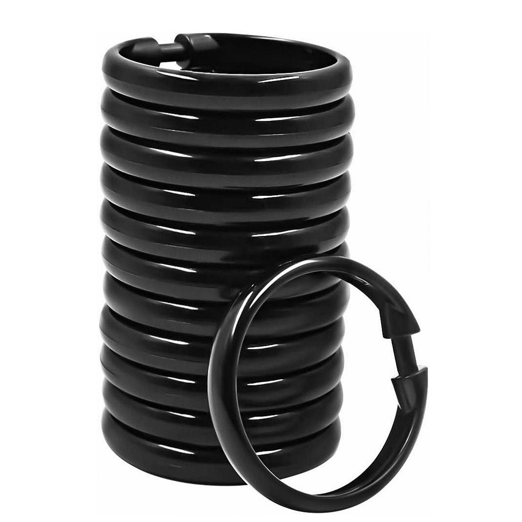 2-zoll-geräuschlose Badezimmer-vorhangringe, Schwarze Pp-ringe, Vorhangzubehör, Ringe Für Römische Gardinenstangen, Ringe Mit Zugkordel (15 Stück)