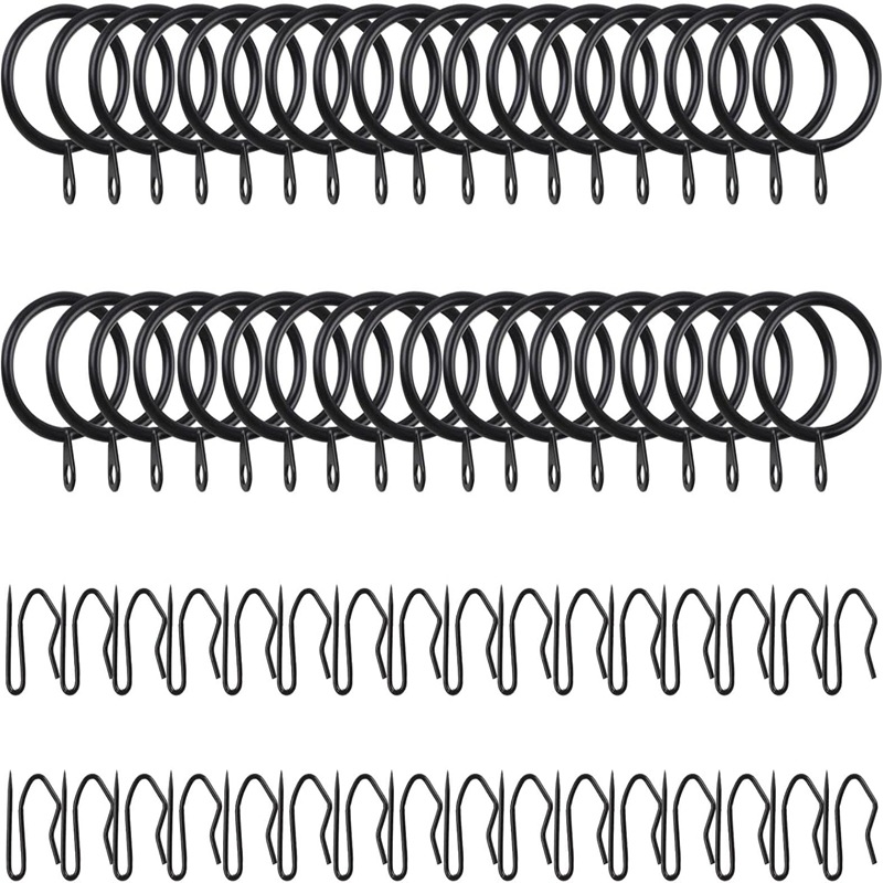 25 Schwarze Unterlegscheiben + 25 Schwarze Spitze Haken, Edelstahlringe + 25 Schwarze Metallhaken