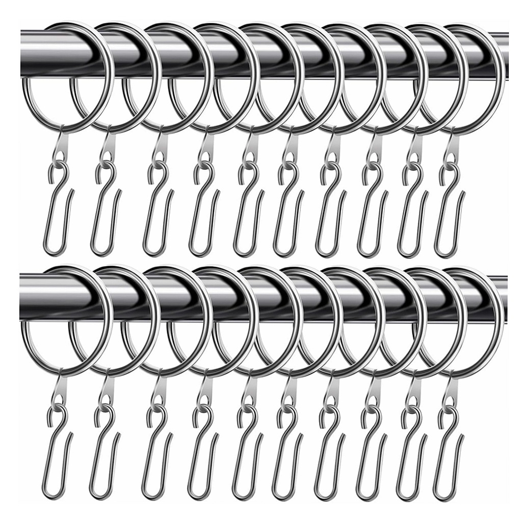 30 Schwarze Edelstahlringe, 30 Schwarze Metallhaken (30 Mm Innendurchmesser) Für Gardinen Und Duschvorhänge.