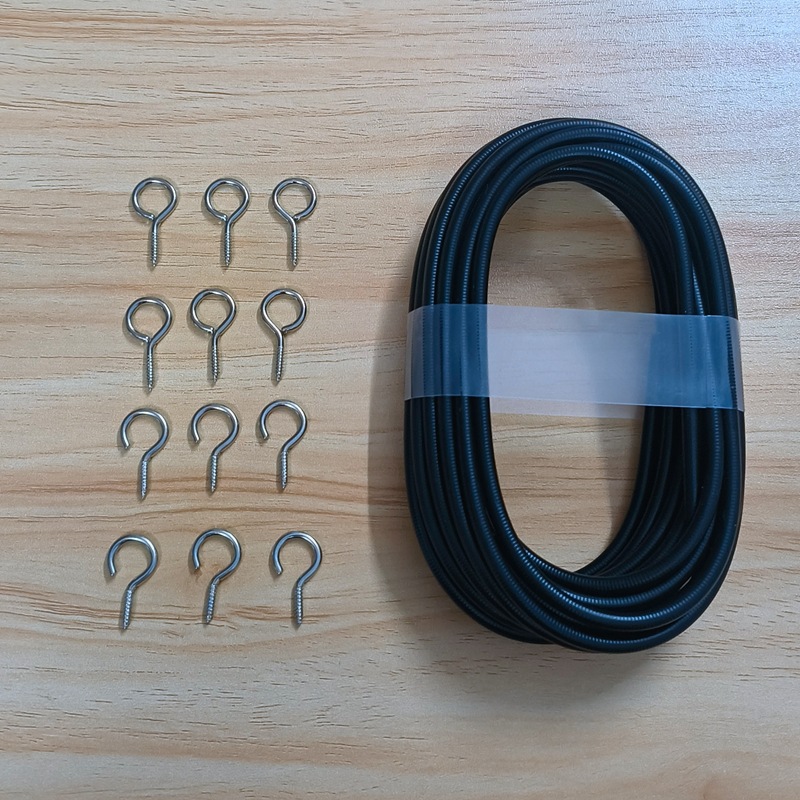 Bestseller-gardinenzubehör: 3 Meter Schwarzes Federseil Mit Ösen, 6 Haken In Fragezeichenform, 6-teiliges Set