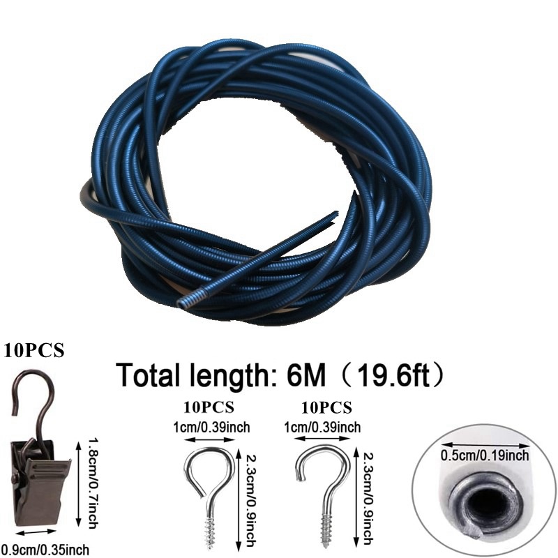 Schwarzes 6 Meter Langes Federseil Mit 10 Ösen, 10 Karabinerhaken In Fragezeichenform Und 10 Schwarzen Stahlkarabinerhaken. Set Sofort Lieferbar.