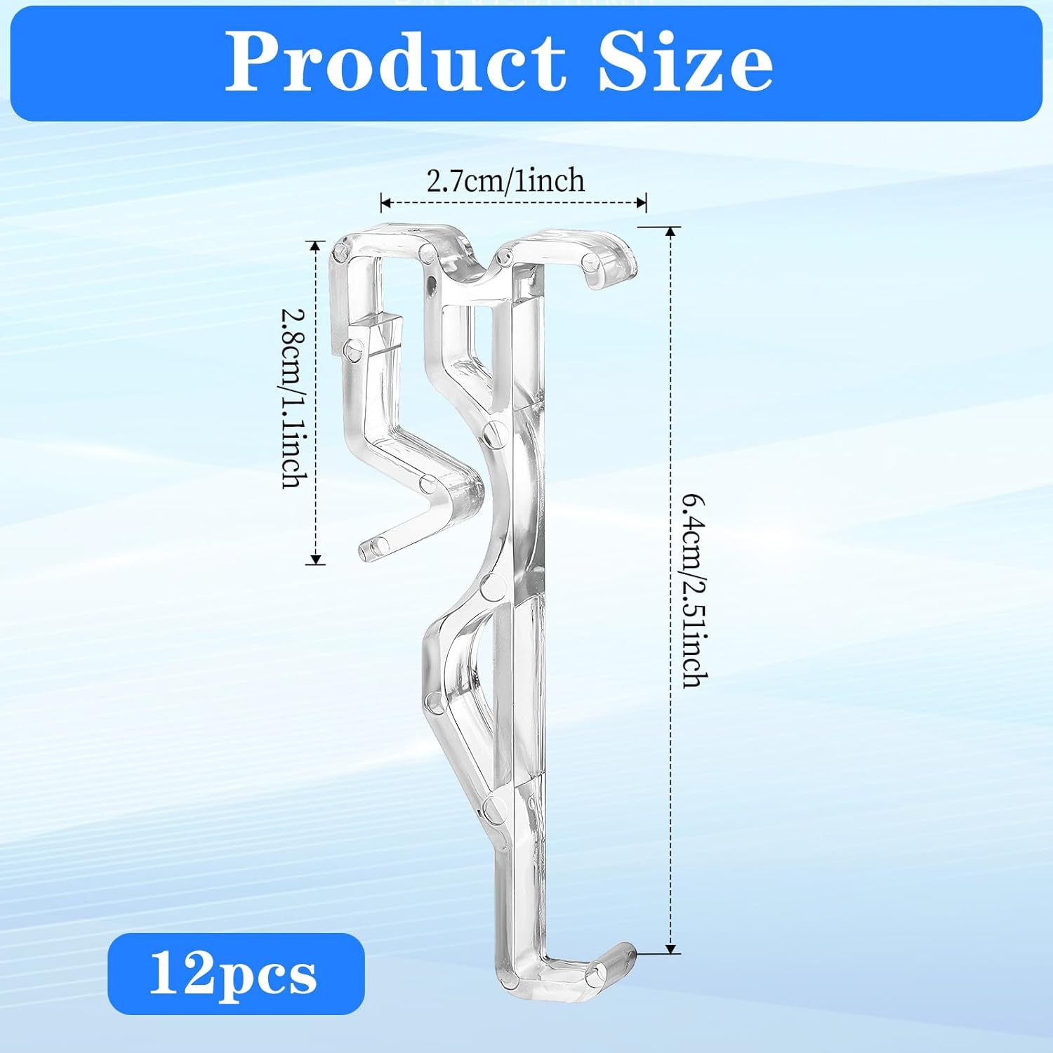 2,5-zoll-blendenclips, 6er-pack, Transparenter Kunststoff, Horizontal, Verdeckte Jalousien.