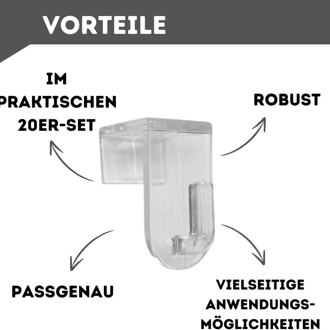 Fensterhaken-set – Transparent – Geeignet Für Fenster Bis 17 Mm Dicke – 35 X 20 Mm