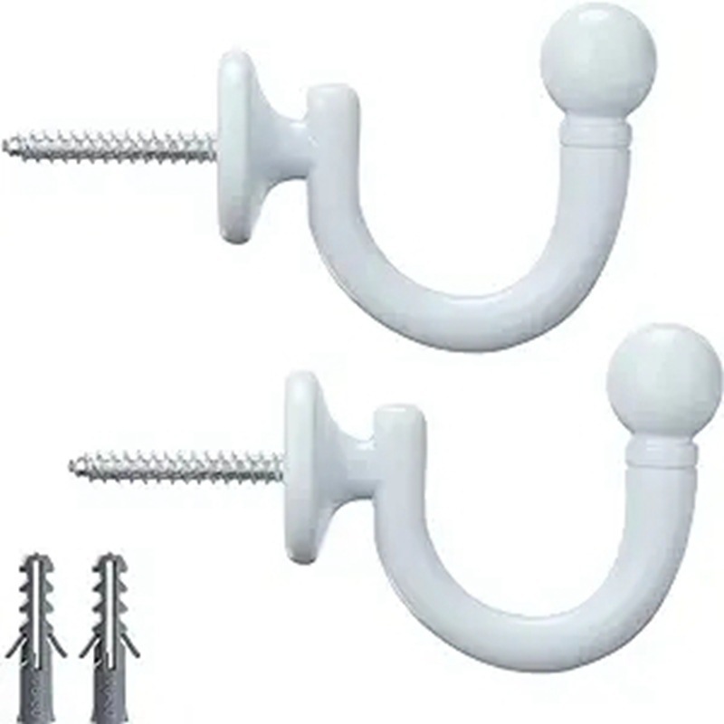 Weiße Haken Mit Schraubgewinde, Gardinenhaken Aus Aluminiumlegierung, Raffhalter, Wandhaken, Zugschnüre, Gebogene Metallhaken (auf Lager).
