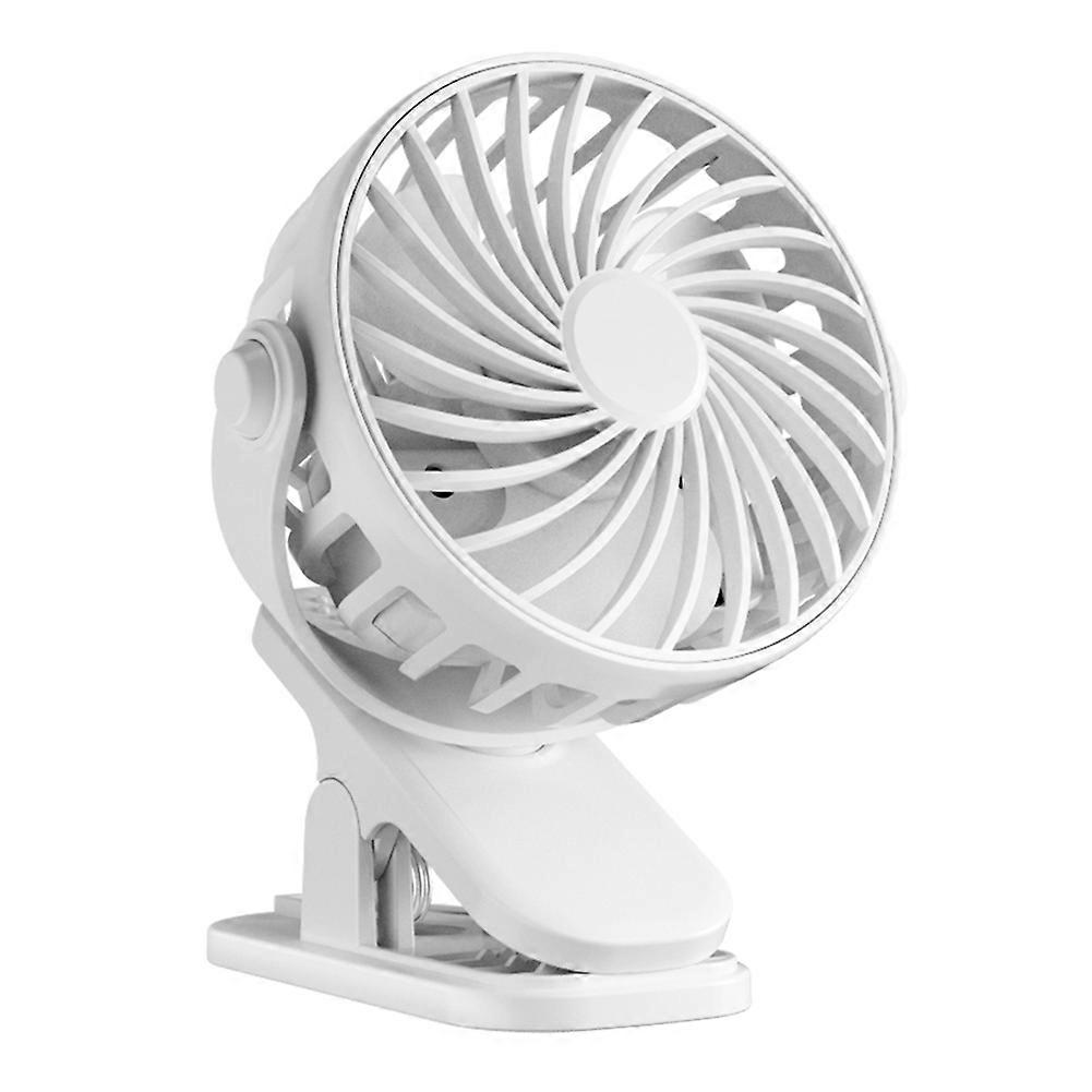Mini-ventilator, Wiederaufladbar, Drehbar, Mit Aufhängeclip, Tragbar, Für Büro, Schlafzimmer, Studentenwohnheim, Draußen, Geschenk, Weiß