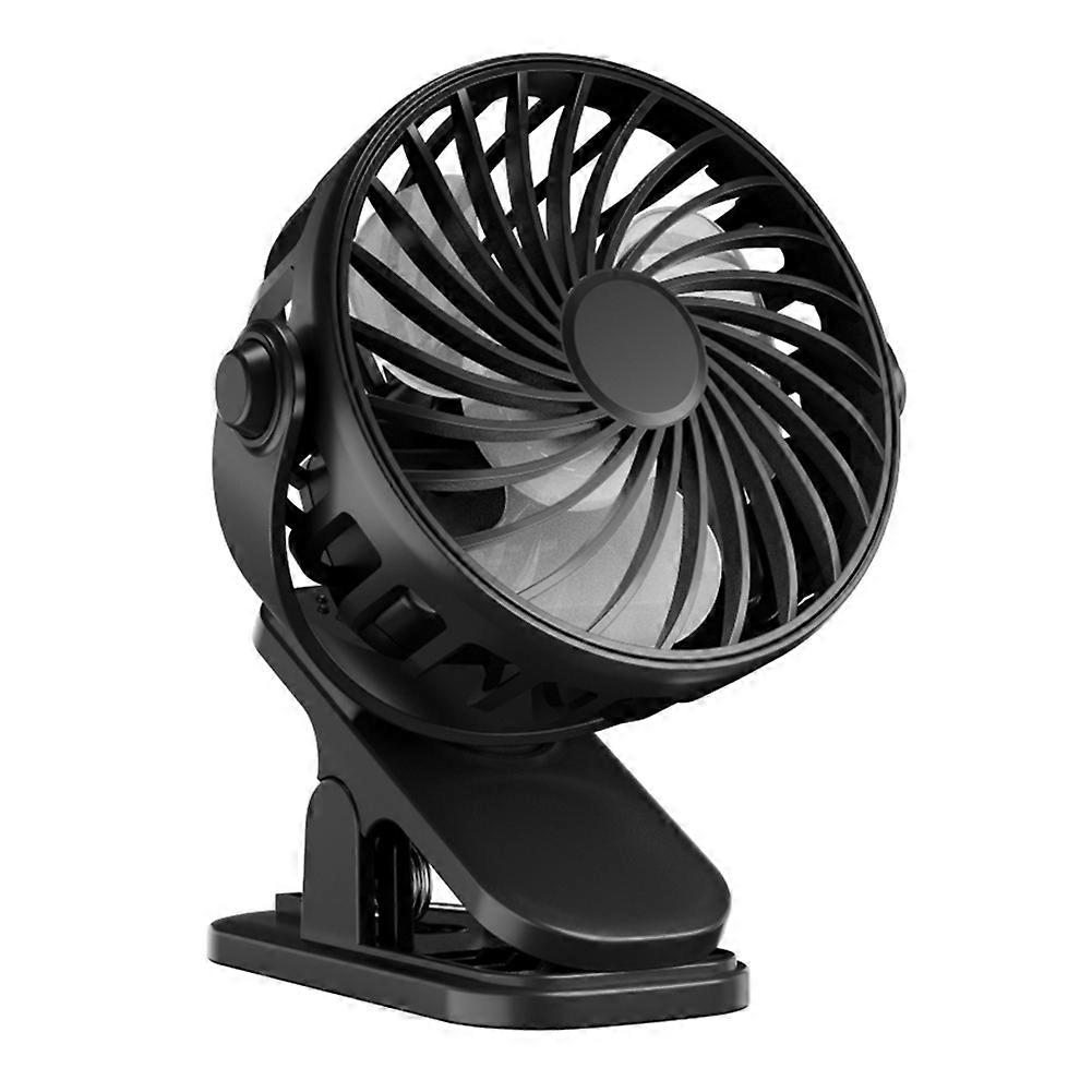 Mini-ventilator, Wiederaufladbar, Drehbar, Mit Aufhängeclip, Tragbar, Für Büro, Schlafzimmer, Studentenwohnheim, Outdoor, Geschenk, Schwarz