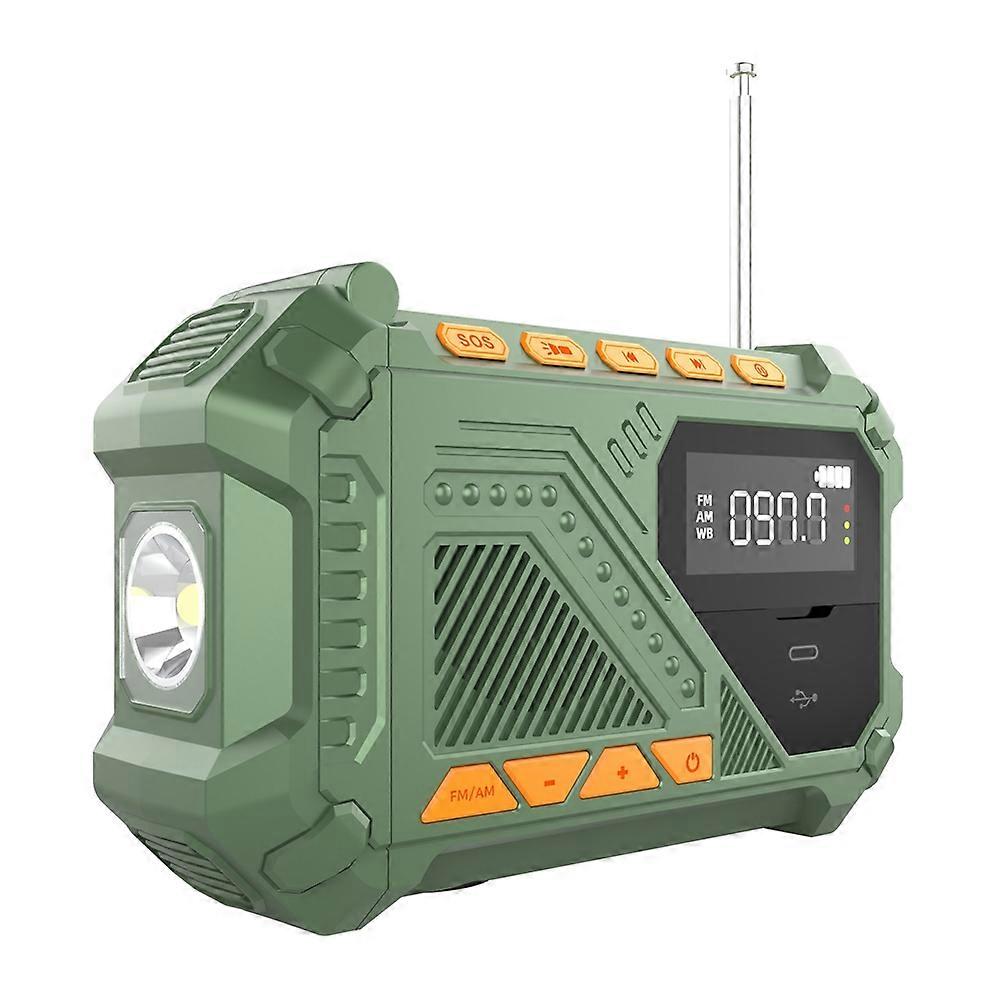 Tragbares Kurbelradio Mit Sos-alarm, Led-taschenlampe Und Am/fm/wb-radio Für Den Innen- Und Außenbereich (grün)