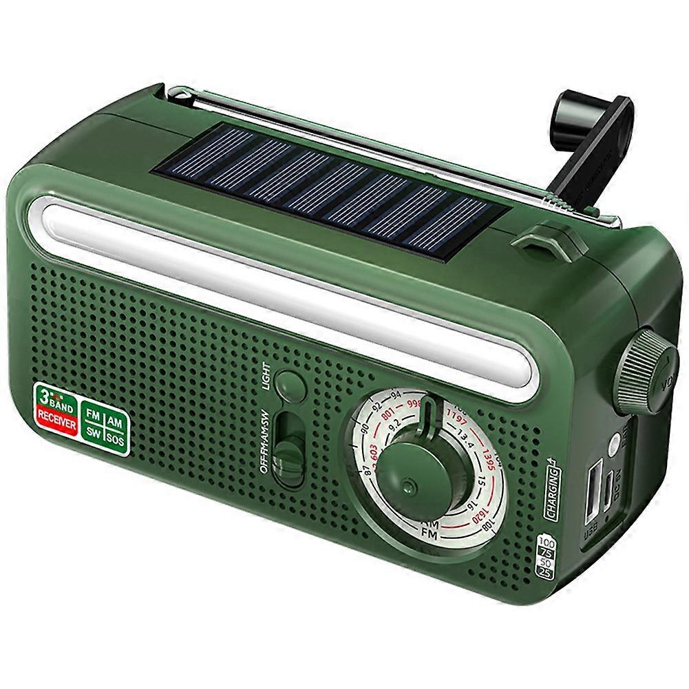 Handkurbelbetriebenes, Solarbetriebenes Wetterradio, Outdoor-taschenlampe, Solarpanel, Powerbank, Am/fm/noaa-radio, Überlebenswerkzeug