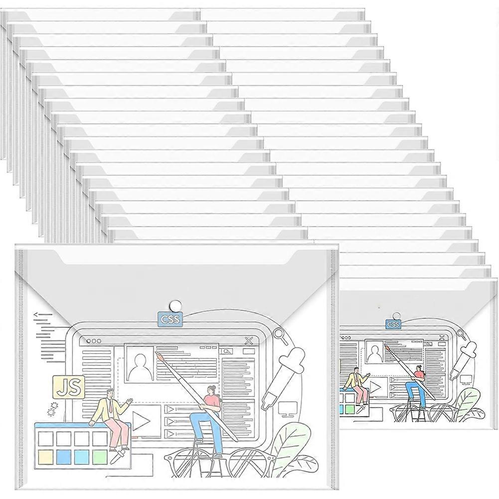 Packung Mit 100 Transparenten, Wasserdichten Briefumschlägen Mit Druckknopfverschluss Im Format A4/letter Für Dokumente.