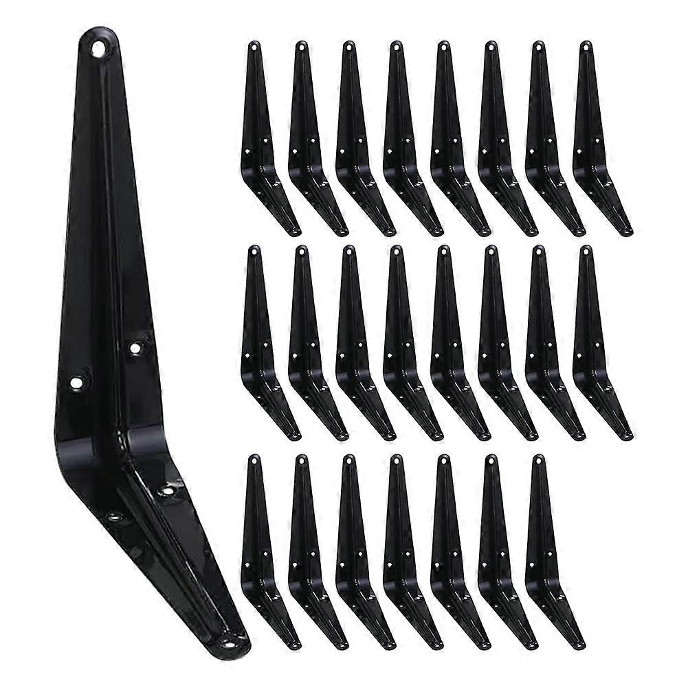 Set Mit 24 Schwebenden Regalträgern (15 Cm / 6 Zoll) Für Holzregale, Schwarzes Metall, Mit L-förmiger Halterung.
