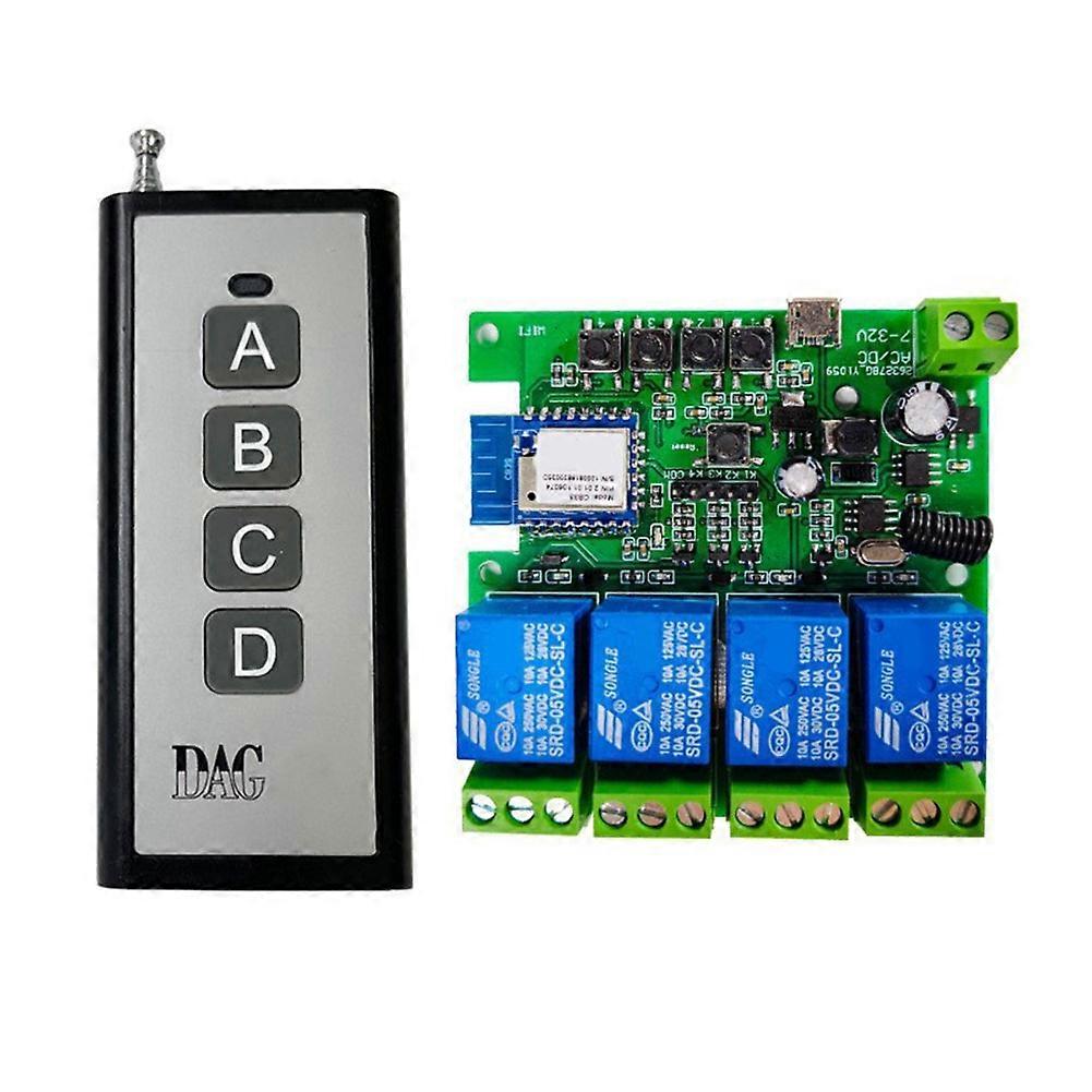 Tuya 4-kanal Smart-wlan-relaismodul, Dc7-32v Motormodul + Rf433 Fernbedienung Für Garagentoröffner