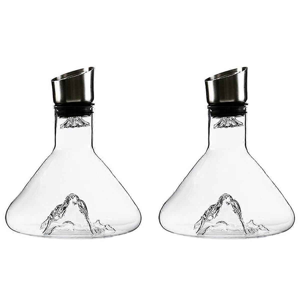 Handgefertigte, Bleifreie Kristall-whisky-/weinkaraffe, 1500 Ml, Mit Integriertem Ausgießer Und Zubehör (2 Teile).