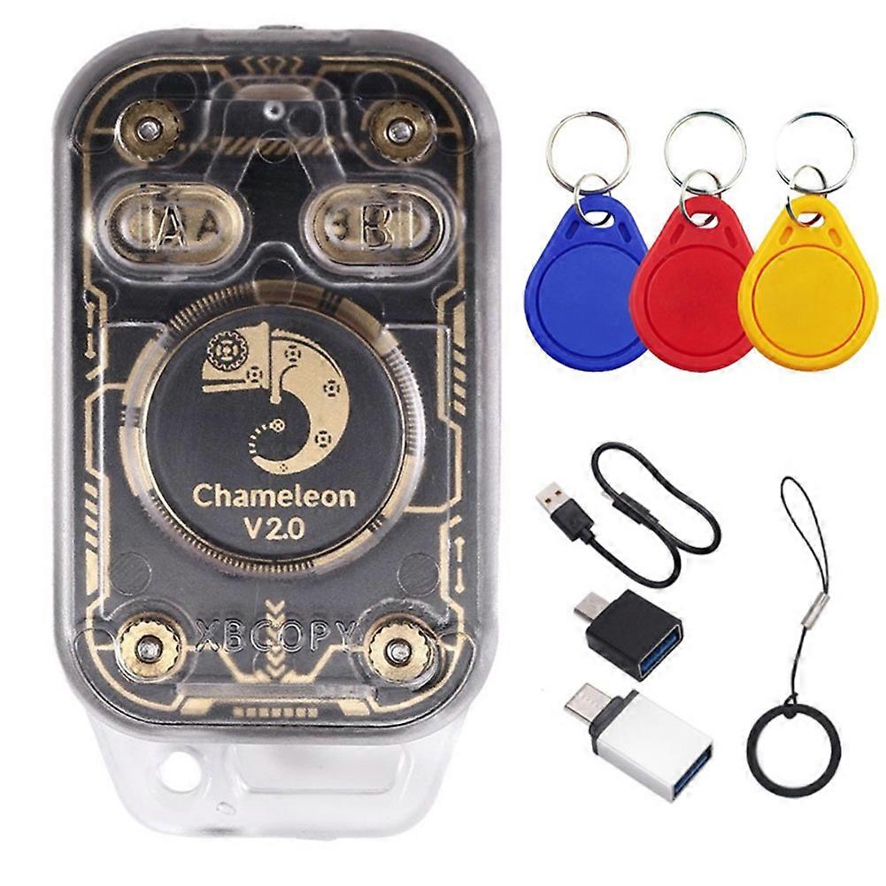 Chameleon V2.0 Rfid-chip-lesegerät, Emulator, Nfc-duplikator, 125k-kartendecoder, 13,56 Mhz + 3xuid Chameleon Ultra Schlüsselanhänger
