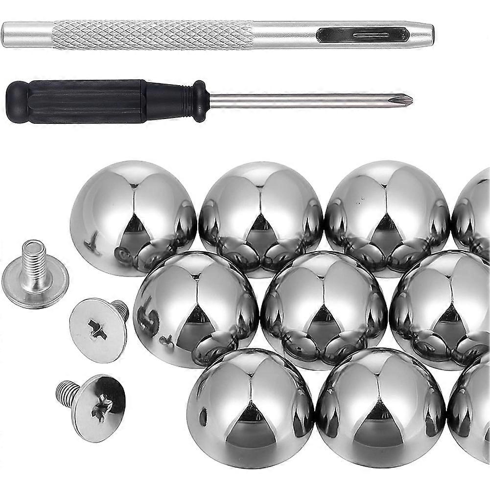 Packung Mit 20 Silbernen Runden Nägeln Und Reißnägeln Von 15 X 8 Mm, Zum Einschrauben, Für Kleidung, Schuhe Und Leder.