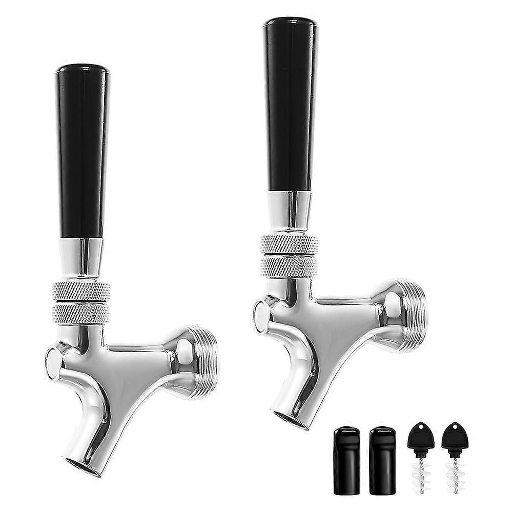 Set Aus 2 Zapfhähnen Für Bierfässer, Korpus Aus Edelstahl Und Poliertem Messing, Mit Griff.