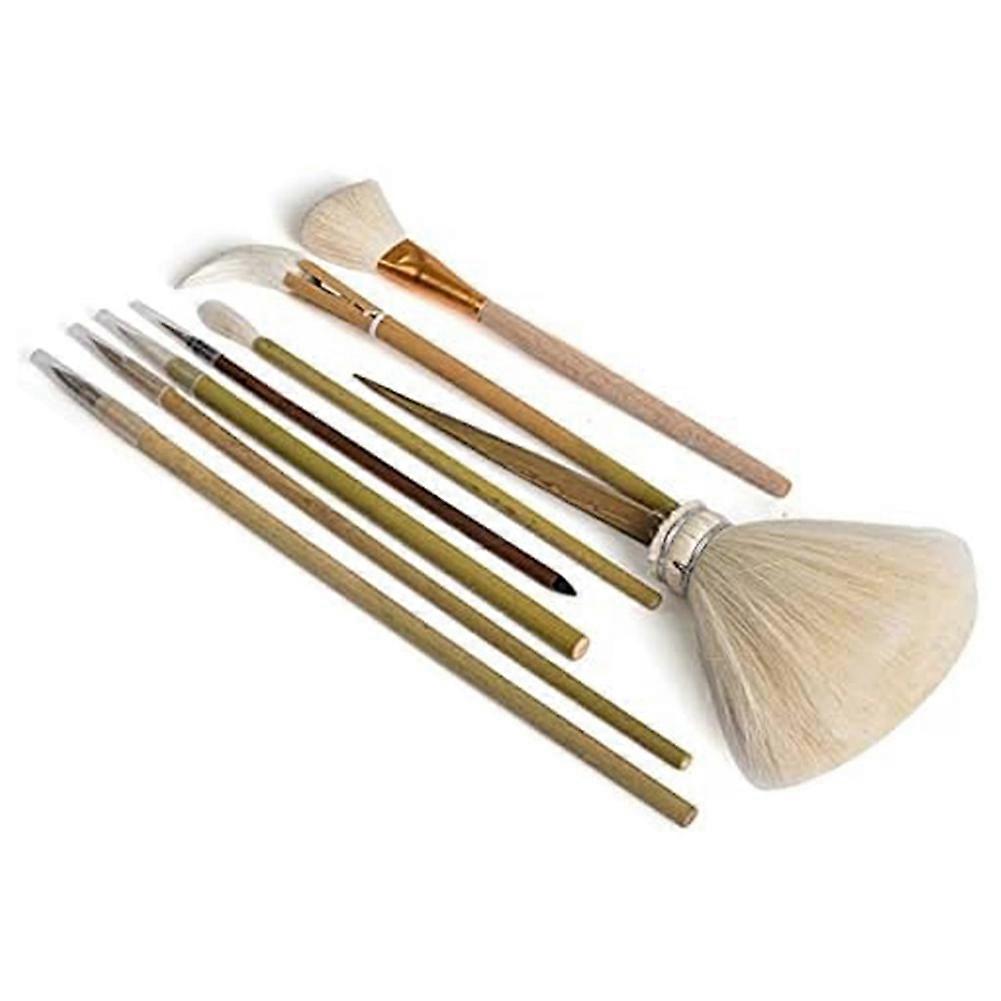 Set Mit 8 Töpferpinseln, Mal- Und Modellierwerkzeugen (haken, Stift, Staubpinsel, Feuchtigkeitsspender) Für Keramik, Ton Und Polymerclay