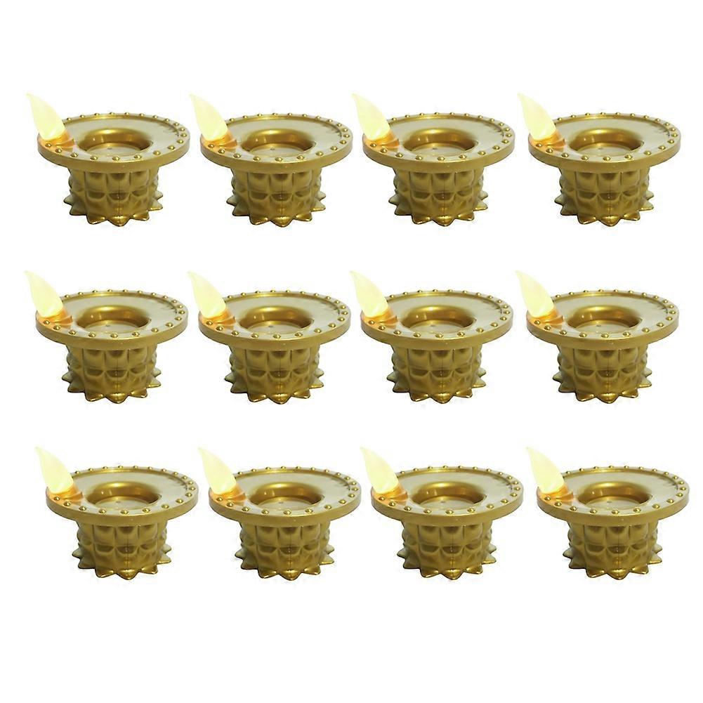 Set Mit 12 Diwali-diyas-dekorationslampen, Led-lichterketten Mit Wassersensor, Wasserdichten Und Flammenlosen Lotus-teelichtern, Öllampen