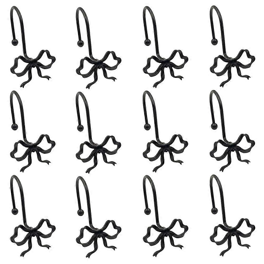 Schwarze Duschvorhanghaken Mit Knoten, 12er-set Rostfreier, Dekorativer Metallringe Für Badezimmer, Kompatibel Mit Duschstangen