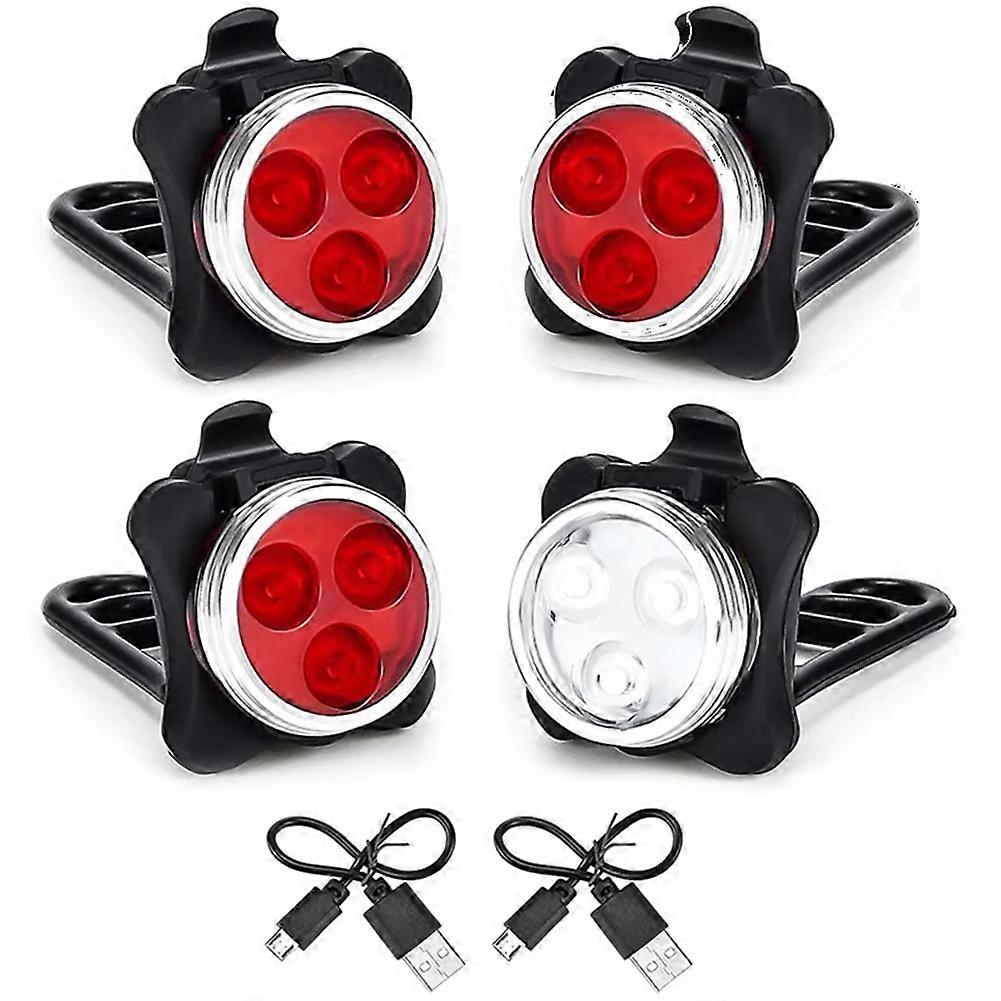Usb-wiederaufladbares Fahrradbeleuchtungsset Bestehend Aus Einem Vorderscheinwerfer (weißes Licht) Und Einem Rücklicht (rotes Led-licht) Für Rennräder