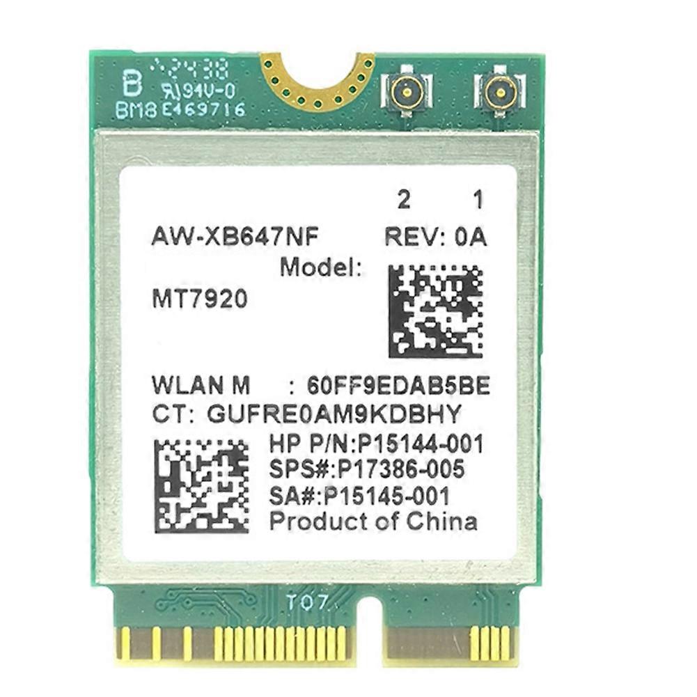 Mt7920 Wlan-adapterkarte Wifi6 Ax1800 Bluetooth5.2 2,4 Ghz/5,8 Ghz 1800 Mbps M.2 Ngff Für Win10/win11