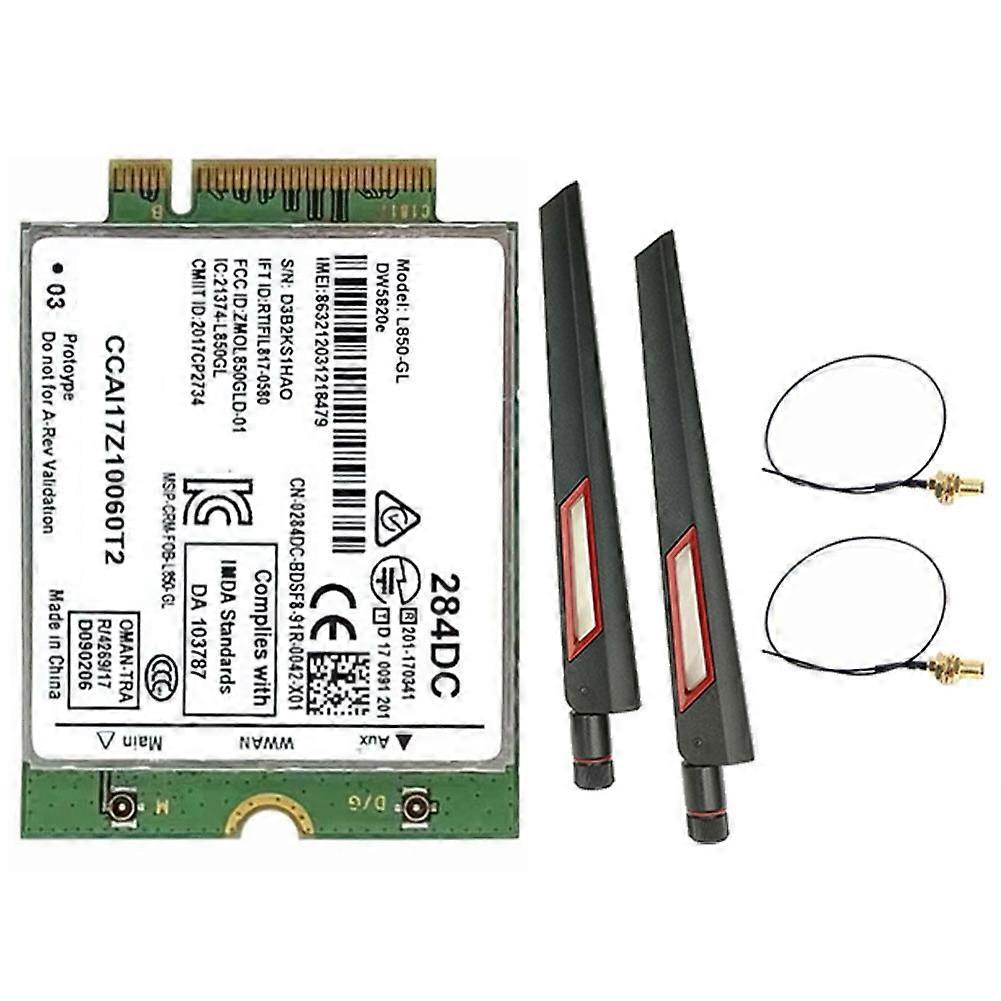 Wwan 4g Lte/wcdma Modul L850-gl Dw5820e 284dc (referenz 0284dc) Für Dell 3500 Und 5400 Laptops, Mit 2 X 10 Db Antenne.