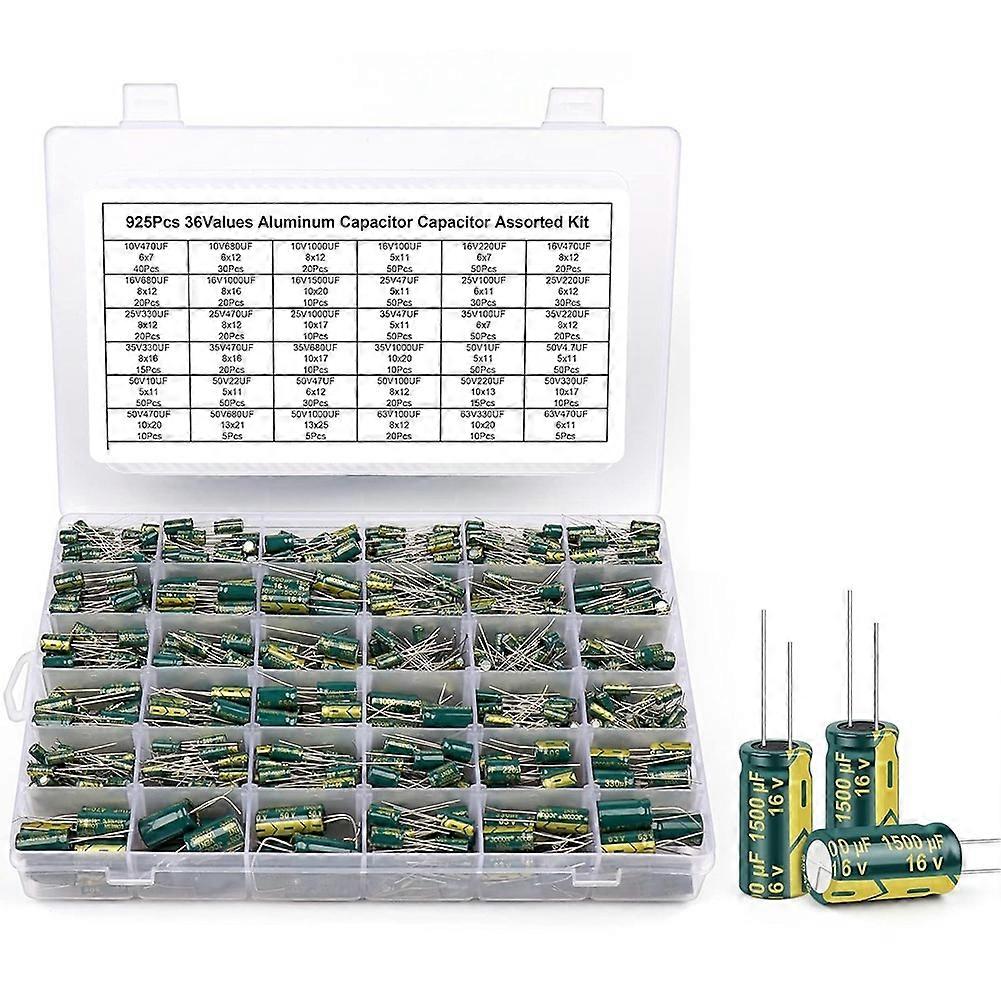 Lowesr 925-teiliges Sortiment An Aluminium-elektrolytkondensatoren (36 Werte), 10v 470µf Bis 63v 470µf.