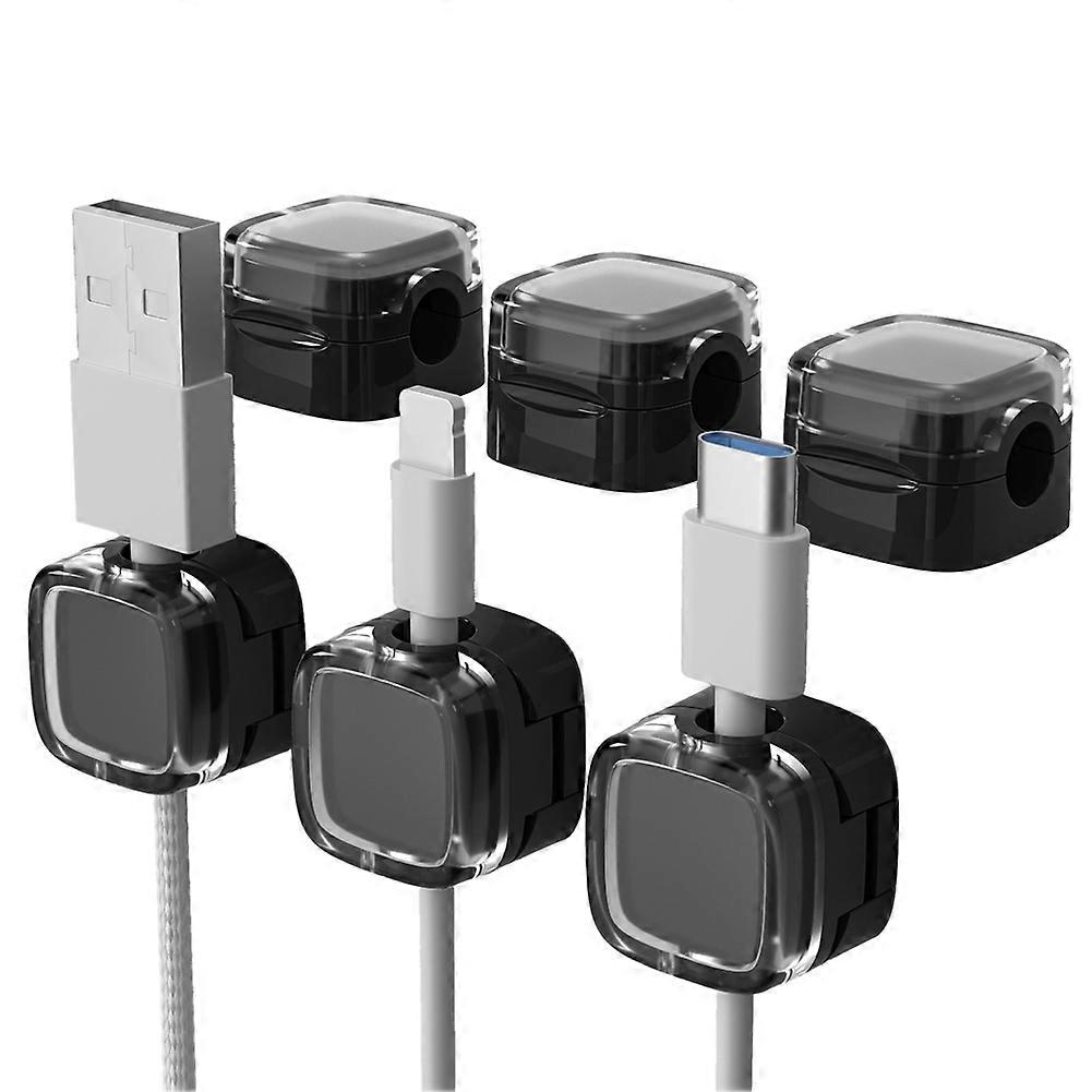 Set Mit 6 Magnetischen Kabelclips, Datenkabel-organizer, Schreibtisch- Und Wandhaken Für Telefone, Schwarz