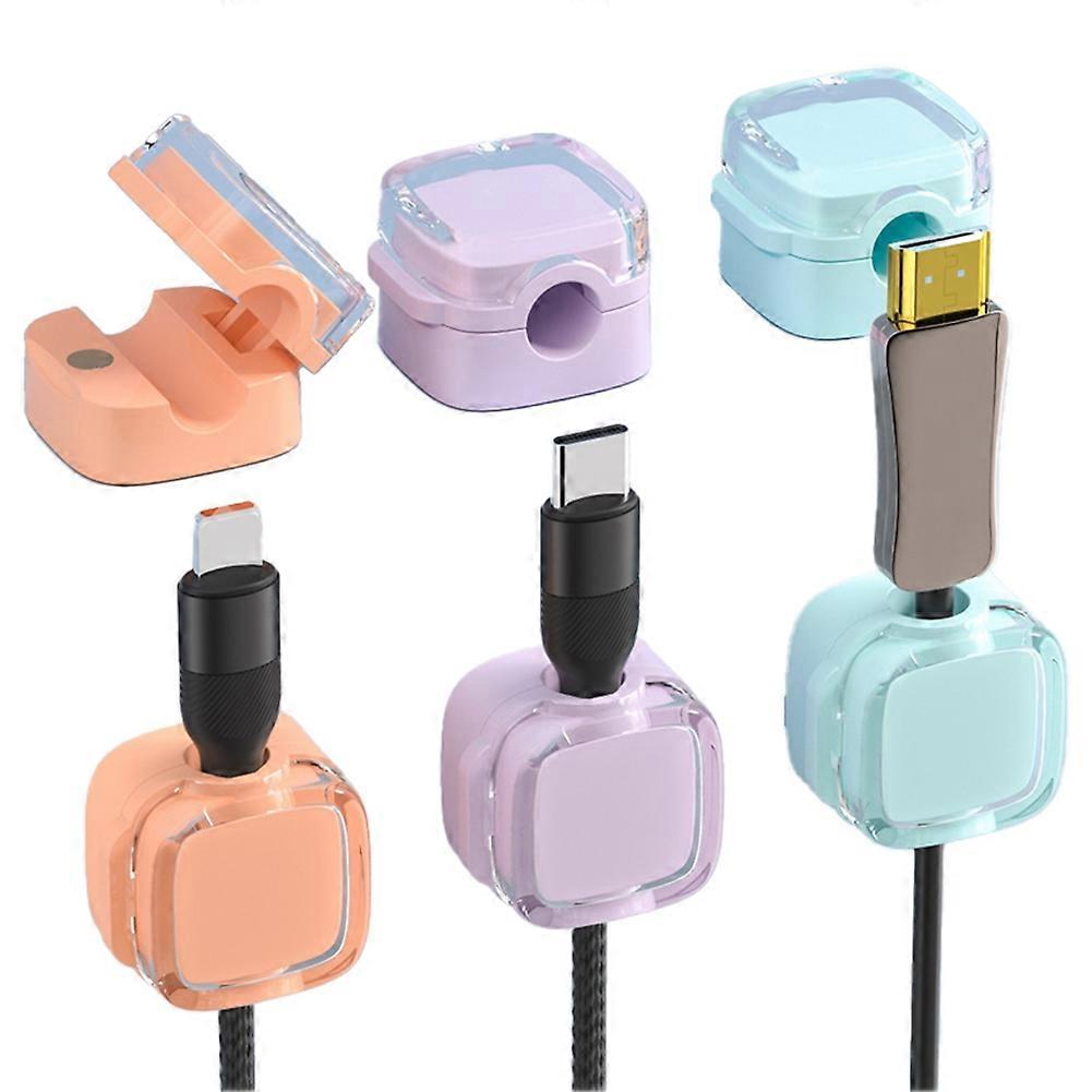 Set Mit 6 Magnetischen Kabelclips, Datenkabel-organizer, Schreibtisch- Und Wandhaken Für Handys, Leuchtende Farben